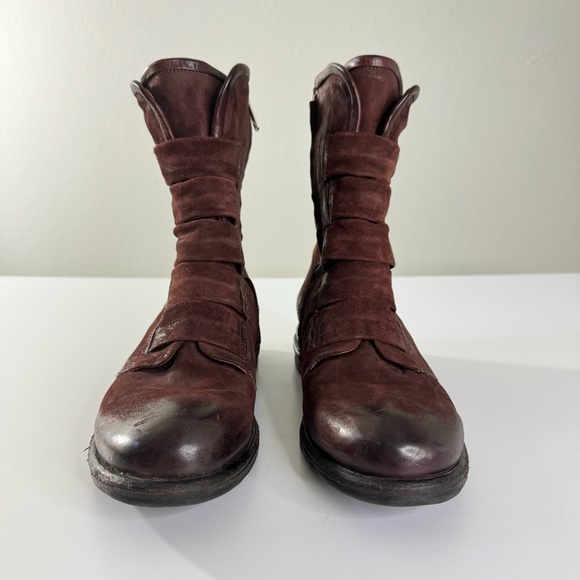 A.S.98 Traver Combat Moto Leather Mid Calf Boots Sequoia Brown Size 38 US 7.5 - Picture 3 of 10